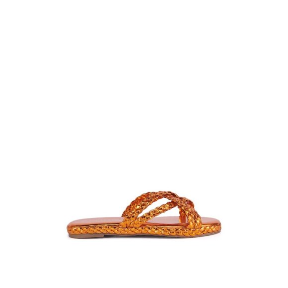 AZALEA WANG Ammon Orange Metallic Braided Sandals Sz 8 NEW in box - Picture 4 of 4